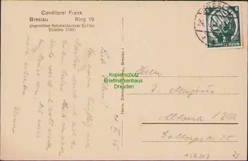 156303 AK Breslau Conditorei Frank Ring 19 Innenansicht 1938