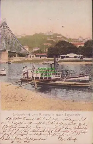 156132 AK Dresden Blaues Wunder Überfahrt von Blasewitz nach Loschwitz um 1905