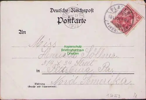 156353 AK Möschwitz bei Plauen V. 1902 nach New York Restauration Edelweiss