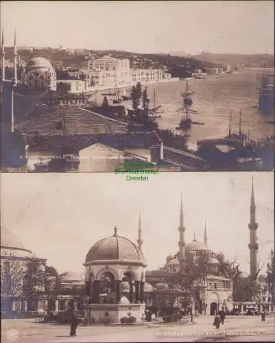 156288 2 AK Fotokarten Constantinopel 1910 Bosporus Palais Imperial Hagia Sophia