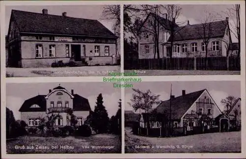 156664 AK Zeisau b. Halbau Ilowa 1944 Gerichtskretscham Schule Villa Wonneberger