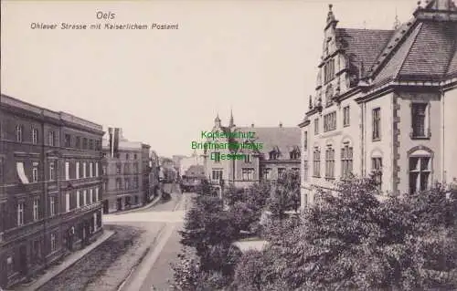 156974 AK Olesnica Oels um 1910 Ohlauer Straße mit Kaiserlichem Postamt