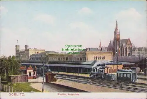 154542 AK Görlitz 1906 Bahnhof Perronseite Gleisseite