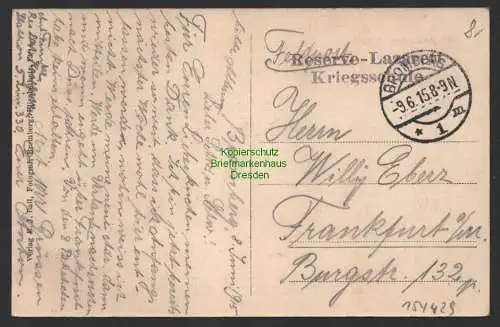 154429 AK Kriegsschule zu Bromberg 1915 Feldpost Reserve Lazarett Bydgoszcz