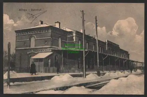 154056 AK Jelgava Mitau Lettland Bahnhof 1916 Winterbild Schnee