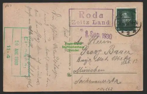 154262 AK Schönburg a. d. Saale Landpoststempel Roda Zeitz Land 1930