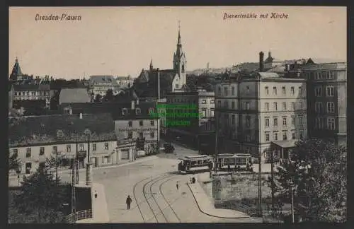 154020 AK Dresden Plauen um 1910 Bienertmühle mit Kirche Fuhr Geschäft Kreher