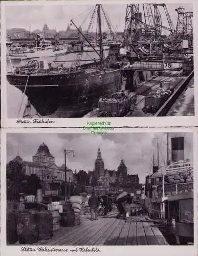 153320 2 AK Stettin Szczecin Freihafen um 1935 Hakenterasse Hafenbild