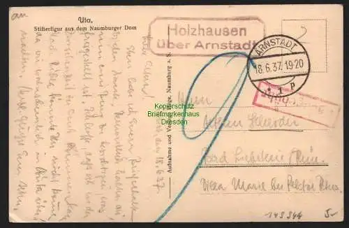 149944 AK Uta Naumburger Dom Stifterfigur Landpoststempel Holzhausen 1937