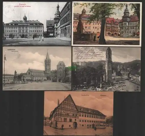 150115 5 AK Eisenach Marktplatz 1910 St. Georg Kirche Schloß Rathaus Carlsplatz