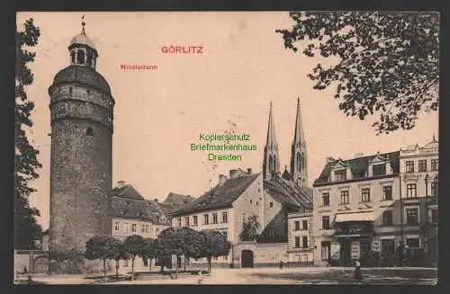 149172 AK Görlitz Nicolaiturm 1910 Möbel Fabrik Möbellager