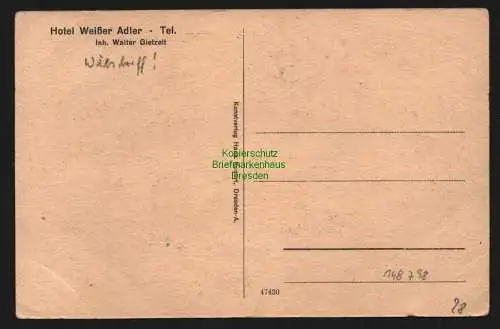 148798 AK Wilsdruff Hotel Weißer Adler um 1920