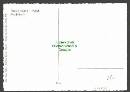 146057 AK Münsterberg Schles. Bahnhofstraße um 1940 Verlag Münsterberger Zeitung
