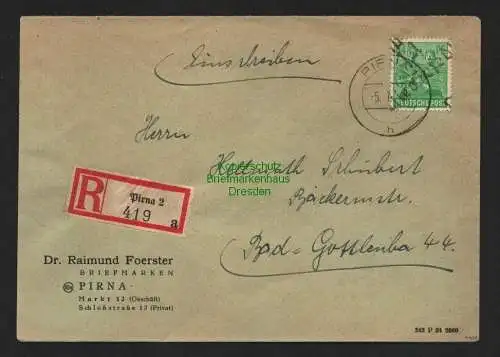 h4275 SBZ Bezirkshandstempel Bezirk 14 R-Brief Niedersedlitz 84 Pfg. nach Bad