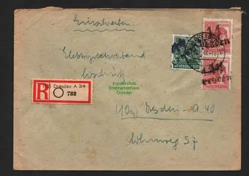 h4531 SBZ Bezirkshandstempel Bezirk 14 R-Brief Dresden 24 A34 Verband Coschütz