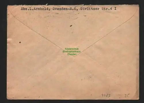 h4489 SBZ Bezirkshandstempel Bezirk 14 Brief Dresden 23 nach Radebeul 6.7.48