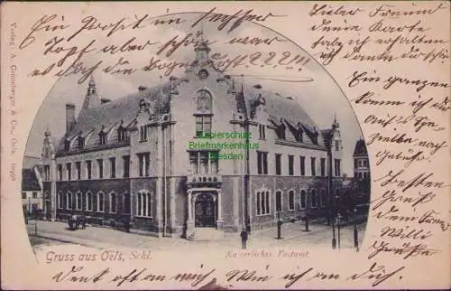 154506 AK Olesnica Oels 1901 Ohlauer Straße Kaiserliches Postamt Voillbild