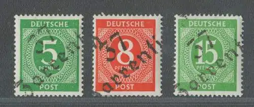 h5005 SBZ Bezirkshandstempel Bezirk 37 Zarrentin 3 Werte Ziffer * gepr. BPP