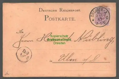 142026 AK Dresden 1887 vorgedruckter Text A. Schmeil Schmeila