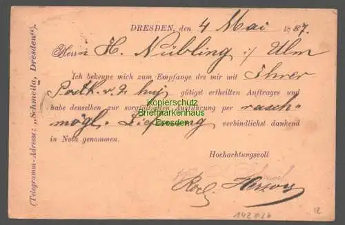 142026 AK Dresden 1887 vorgedruckter Text A. Schmeil Schmeila