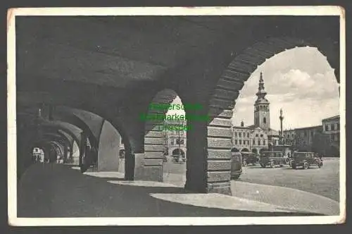 142140 AK Novy Jicin Neu Titschein 1932 lauben am Markt Kirche