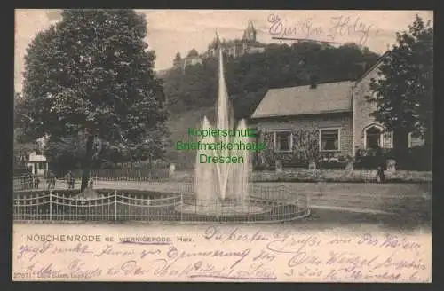 141369 AK Nöschenrode bei Wernigerode 1904 an Kegelklub Frangonia Hasselfelde