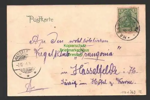 141369 AK Nöschenrode bei Wernigerode 1904 an Kegelklub Frangonia Hasselfelde