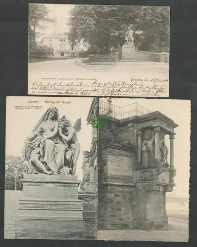 138913 3 AK Dresden Ludwig Richter Denkmal Brühlsche Terasse 1901 Schilling`sche