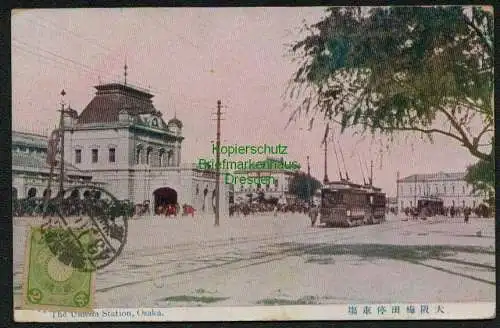 139068 AK Osaka Japan The Omeda Station Bahnhof Straßenbahn 1910