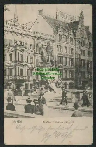 139111 AK Berlin Kurfürstenhaus 1902 Denkmal d. Großen Kurfürsten Strumpf Waaren