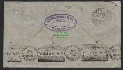 B8934 DR Brief Deutsche Luftpost Europa Südamerika 1938 Chile über Buenos Aires