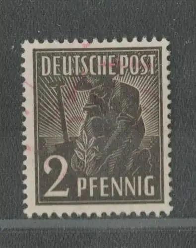 h4914 SBZ Bezirkshandstempel Bezirk 37 Barth b roter Aufdruck 166 (*) FA BPP