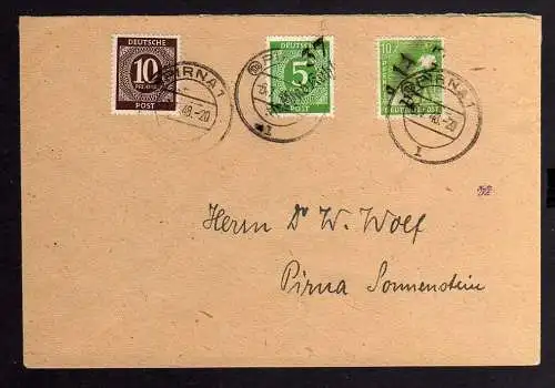 h2205 Handstempel Bezirk 37 und 14 Brief Ostseebad Kühlungsborn Zi. 5 mit 10 Pfg