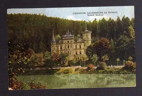 130328 AK Kyselka Gießhübl Sauerbrunn bei Karlsbad Schloss Mattoni 1925