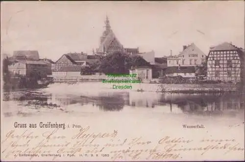 161114 AK Gryfice Greifenberg i. Pom. Wasserfall 1902 Verlag Saltzsleder 1902