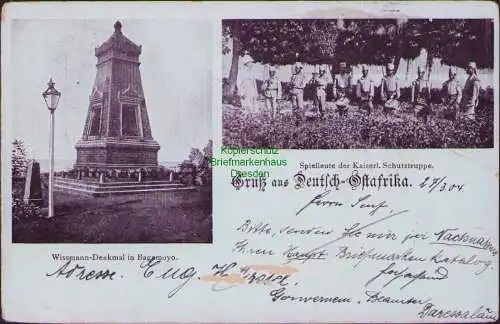 161073 AK Wissmann-Denkmal in Bagamoyo 1904 Spielleute der Kaiserl. Schutztruppe