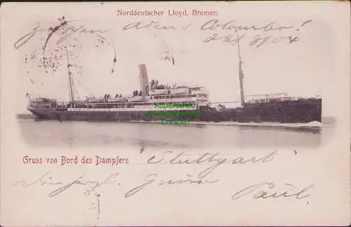 161067 AK Norddeutscher Lloyd, Bremen Gruss von Bord des Dampfers Stuttgart 1904