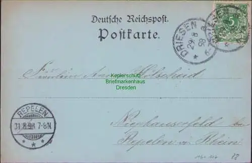 161117 AK Driesen Neumark Drezdenko 1898 an der Netzte Mondscheinkarte Schiff