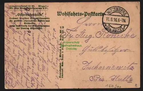 150900 AK Ostpreussen Hilfe 1916 Wittenberg Bz Halle Eisenbahn Compagnie Trümmer