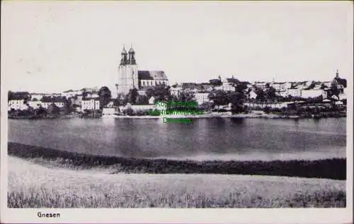 156322 AK Gnesen Gniezno 1941 Panorama mit Kirche