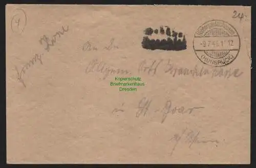 B10412 Brief BAZ Gebühr bezahlt 1946 Niedergondershausen Hunsrück nach St. Goar