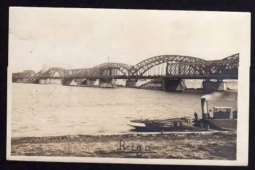 75342 AK Riga um 1916 Fotokarte zerstörte Brücke