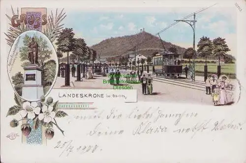 153624 AK Landeskrone bei Görlitz 1900 Litho Straßenbahn