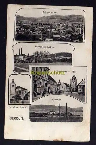 120273 AK Beroun Beraun 1908 Zuckerfabrik Kirche Jungmannplatz Kubinzkes Fabrik