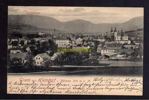 120391 AK Haindorf in Böhmen Panorama Kirchen Isergebirge