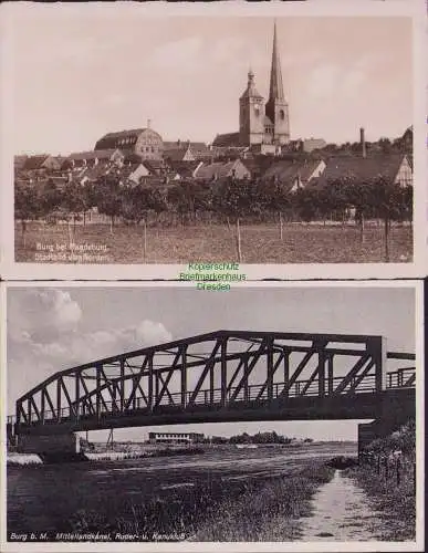 153946 2 AK Burg bei Magdeburg Mittellandkanal Ruder-u. Kanuklub