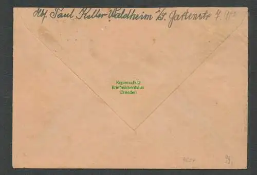 B4837 Sächsische Schwärzung Brief Waldheim 21.7.45 DR Sondermarke 871