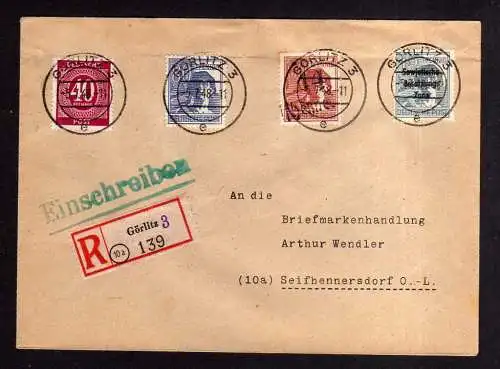 h1615 Handstempel Bezirk 14 Seifhennersdorf Einschreiben mit heller 60 in selten