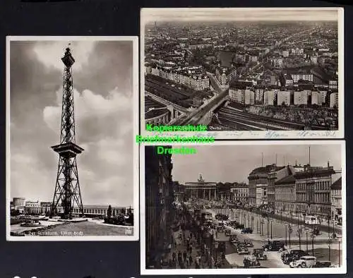 114824 3 AK Berlin Fotokarte Luftbild Funkturm 1938 Unter den Linden Brandenburg