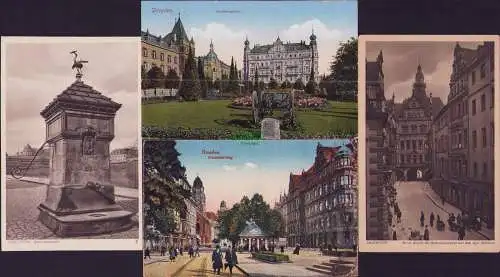 165149 4 AK Dresden Sachsenplatz Friedrichs-Ring 1926 Schloss QUECKBRUNNEN